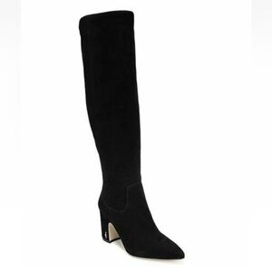 Sam Edelman Hai Black Knee-High Heeled Boots 8 Suede Leather Sexy